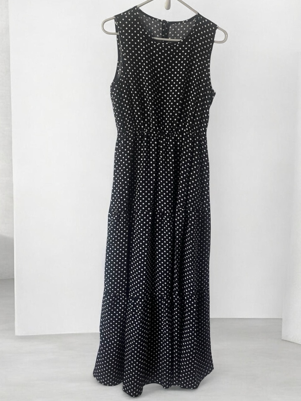 Black Polka Dot Maxi Dress Size M - Picture 4 of 15